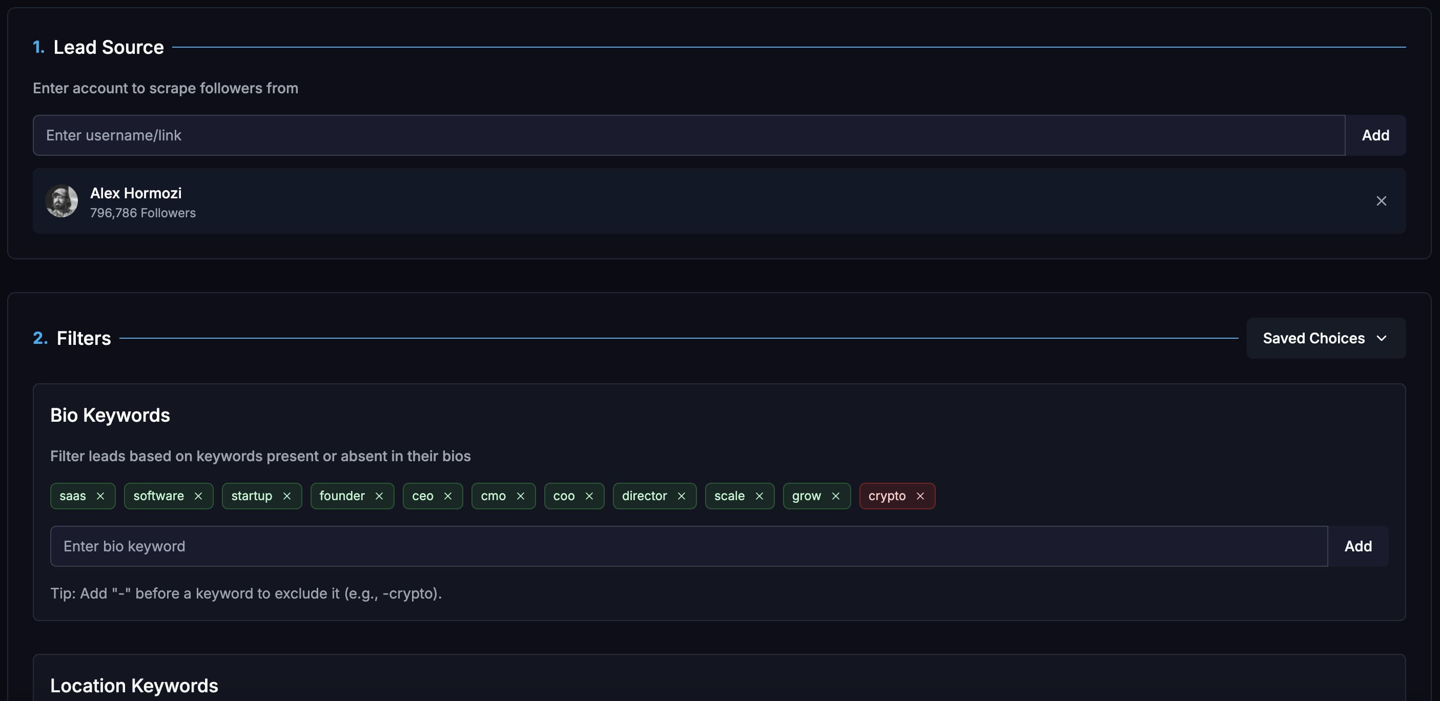 Xreacher lead source setup for X/Twitter outreach